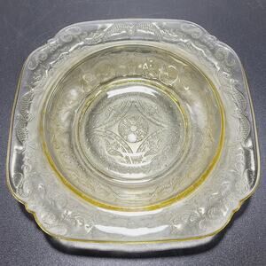 FEDERAL MADRID AMBER YELLOW DEPRESSION GLASS 7" Jam Dish Square